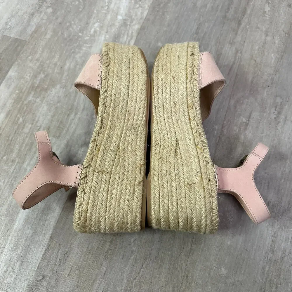 MANEBI Suede Platform Espadrille Sandals In Pink Size 38
